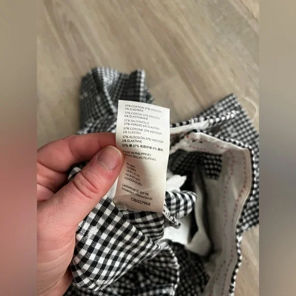 Anthropologie Maeve Essential Slim Flared Pants Black and White Gingham Crop - 6 - Picture 7 of 9